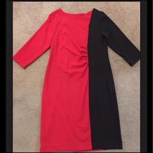 Red & Black color block dress